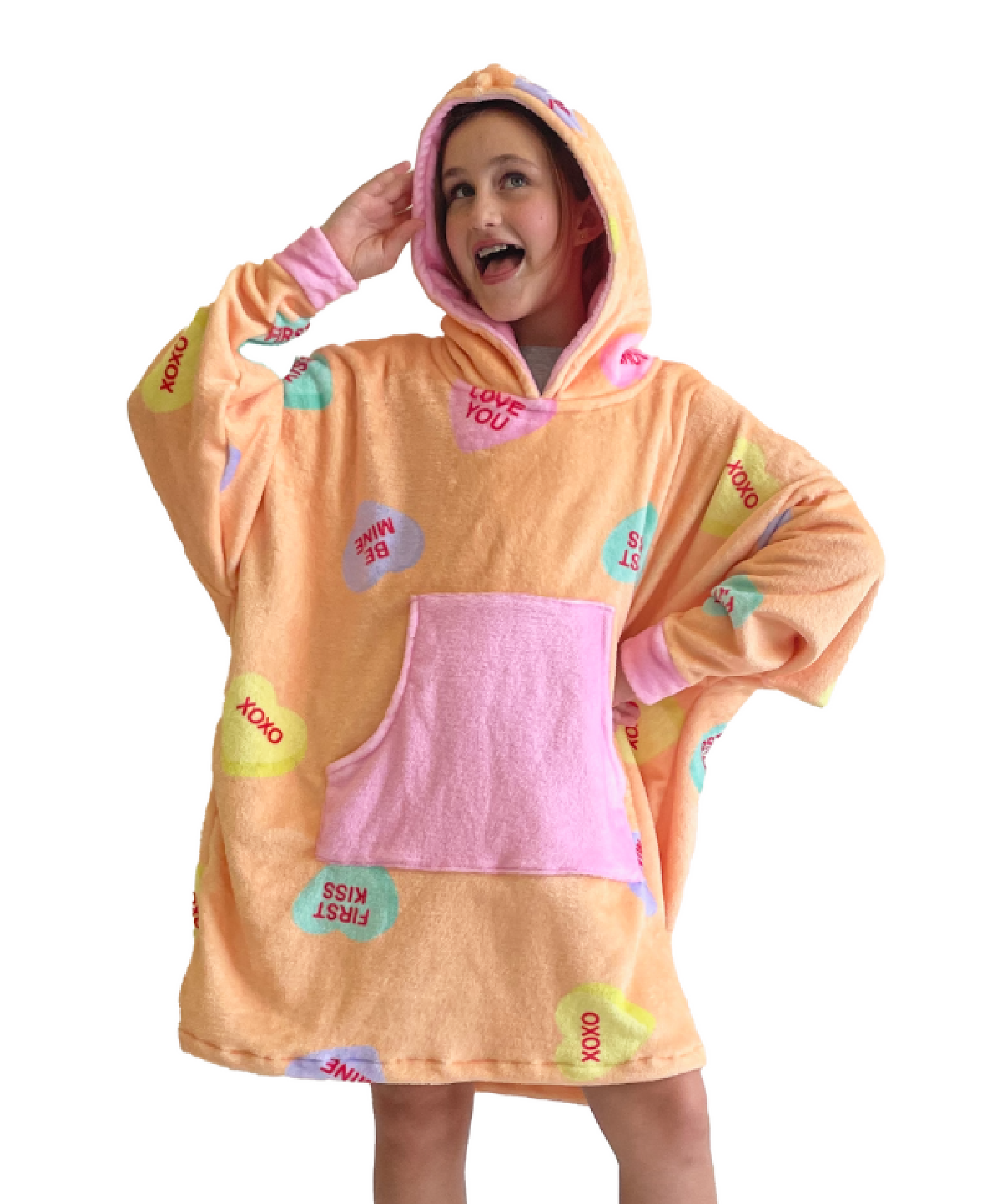 Conversation Hearts Hoogy - Oversized Blanket Hoodie - Kids