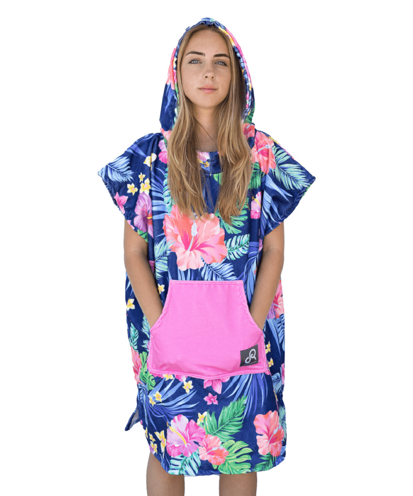 Neon Flower Surf Swim Changing Poncho - Adult