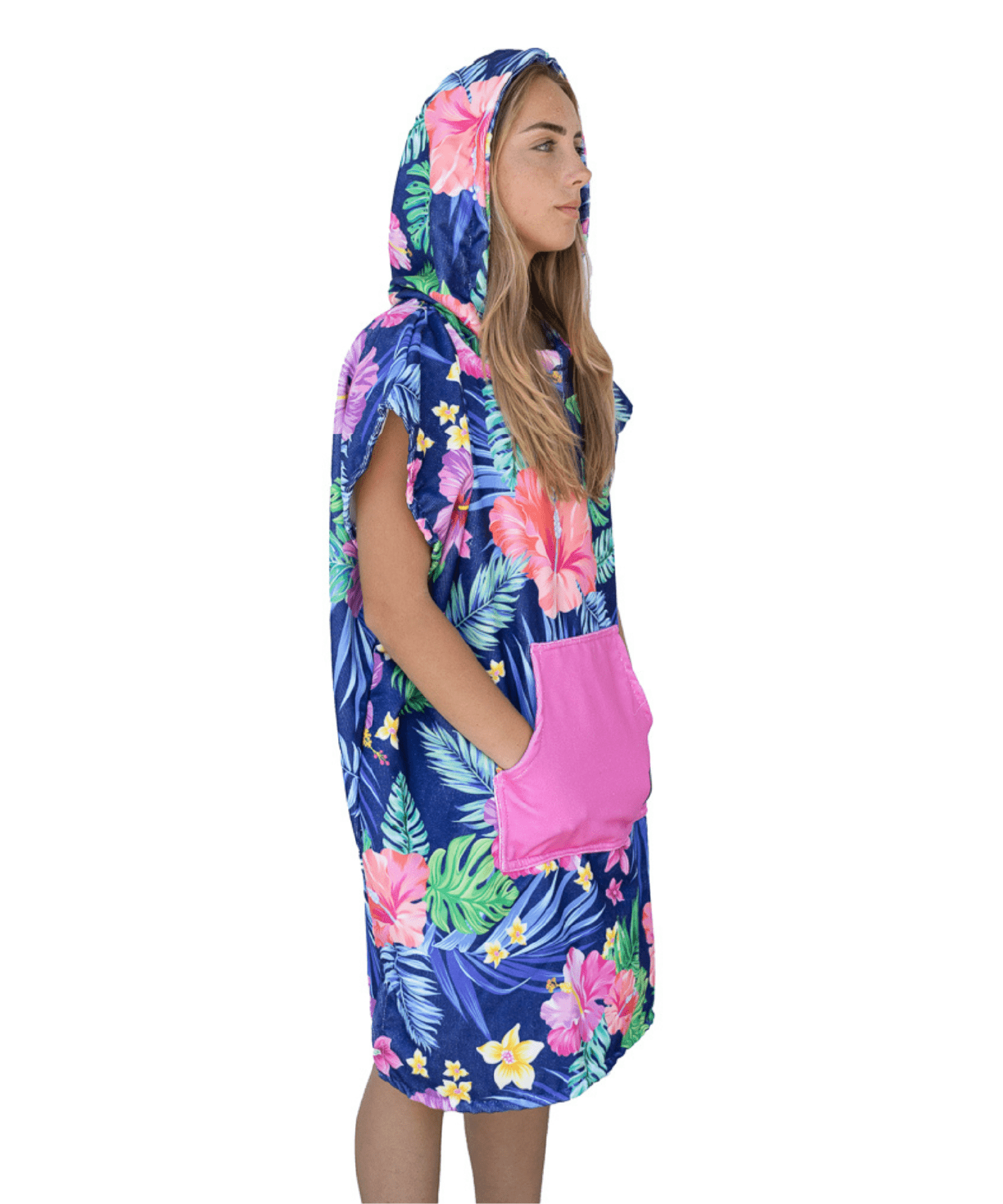Neon Flower Surf Swim Changing Poncho - Adult
