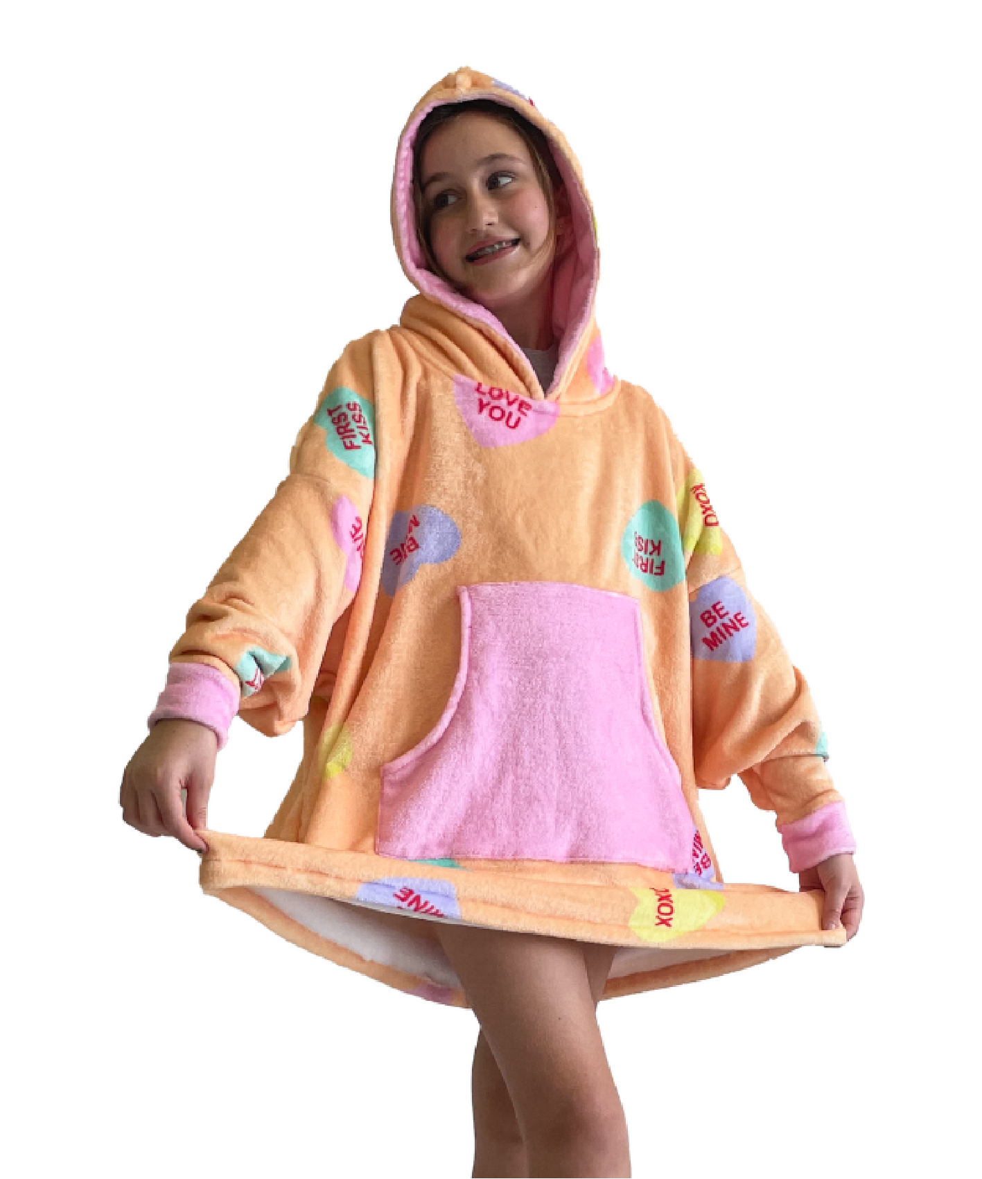 Conversation Hearts Hoogy - Oversized Blanket Hoodie - Kids