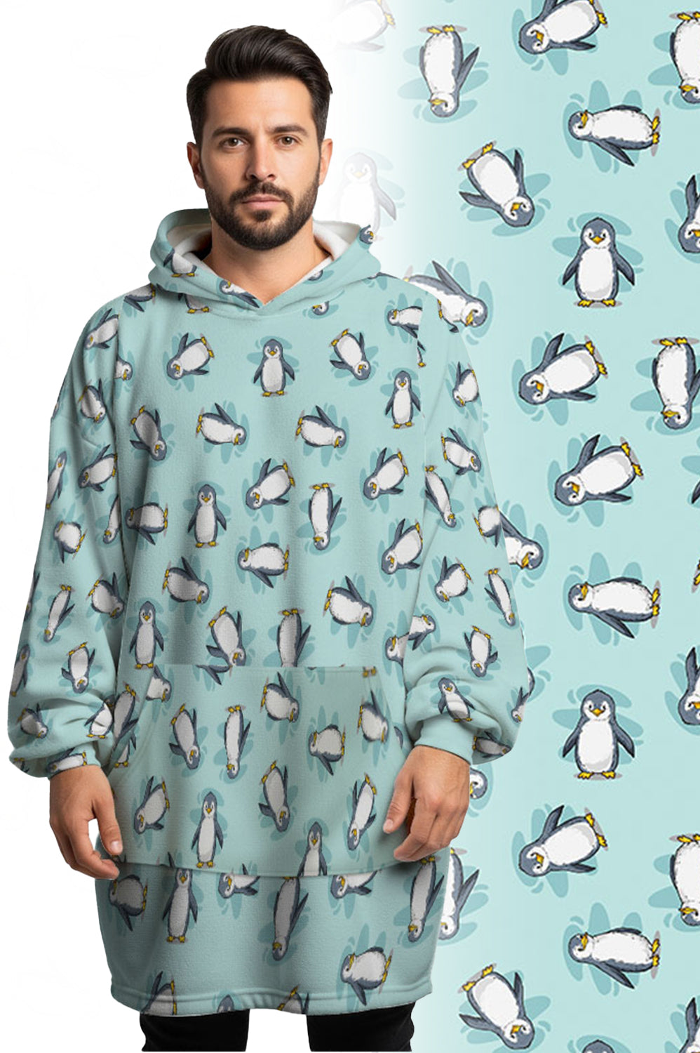 Playful Penguin Hoogy - Oversized Blanket Hoodie