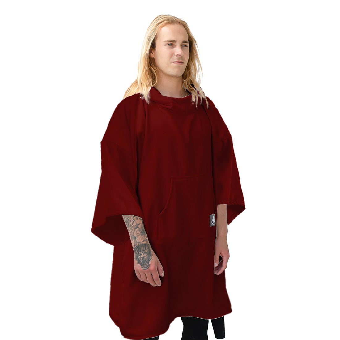 Maroon Surf Swim Changing Poncho with sleeves - Adult