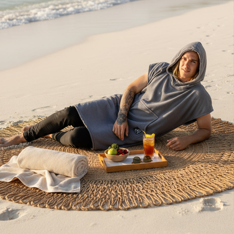 Grey Surf Swim Changing Poncho - Adult