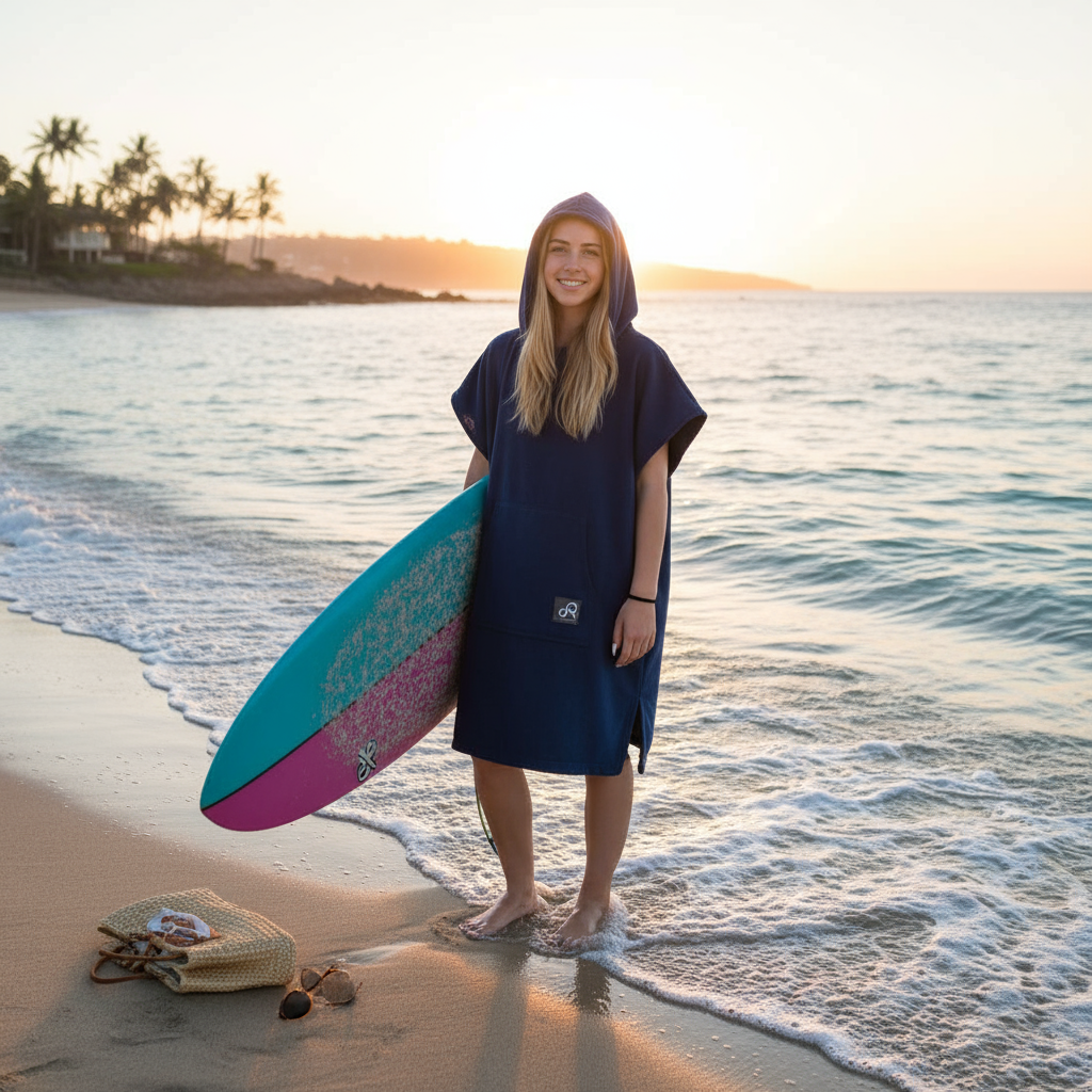 Midnight Blue Surf Swim Changing Poncho - Adult