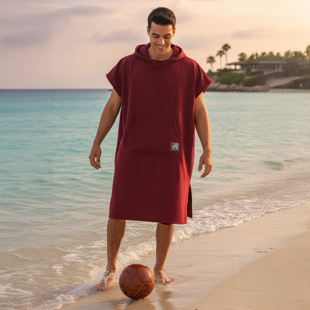 Maroon Surf Swim Changing Poncho - Adult