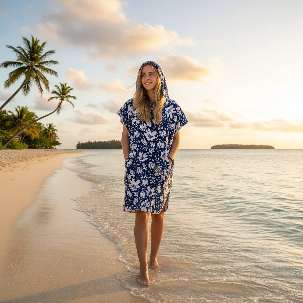 Nautical Blossom Surf Swim Changing Poncho - Adult