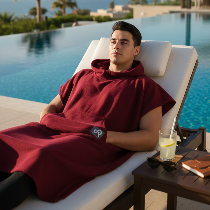 Maroon Surf Swim Changing Poncho - Adult
