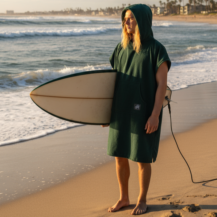 Bottle Green Surf Swim Changing Poncho - Adult
