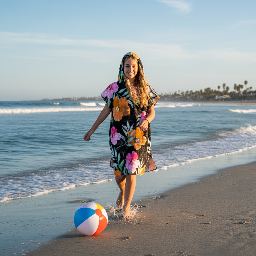 Elegant Blooms Surf Swim Changing Poncho - Adult