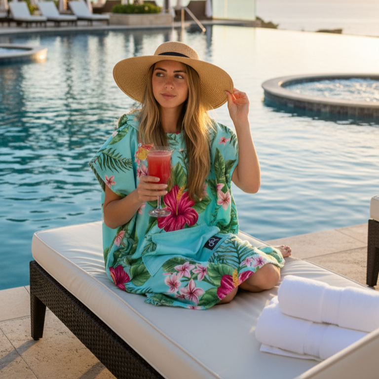 Hibiscus Surf Swim Changing Poncho - Adult