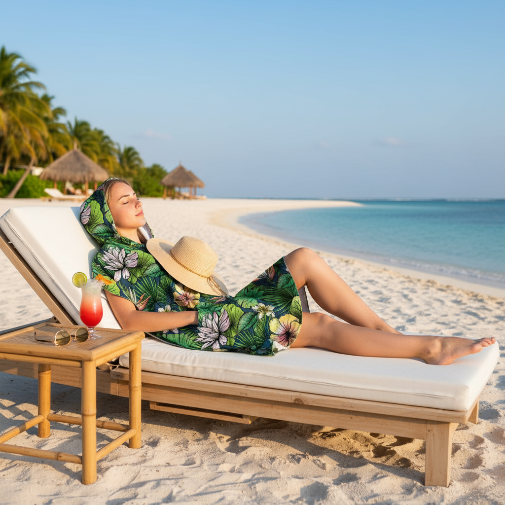 Tropical Paradise Surf Swim Changing Poncho - Adult