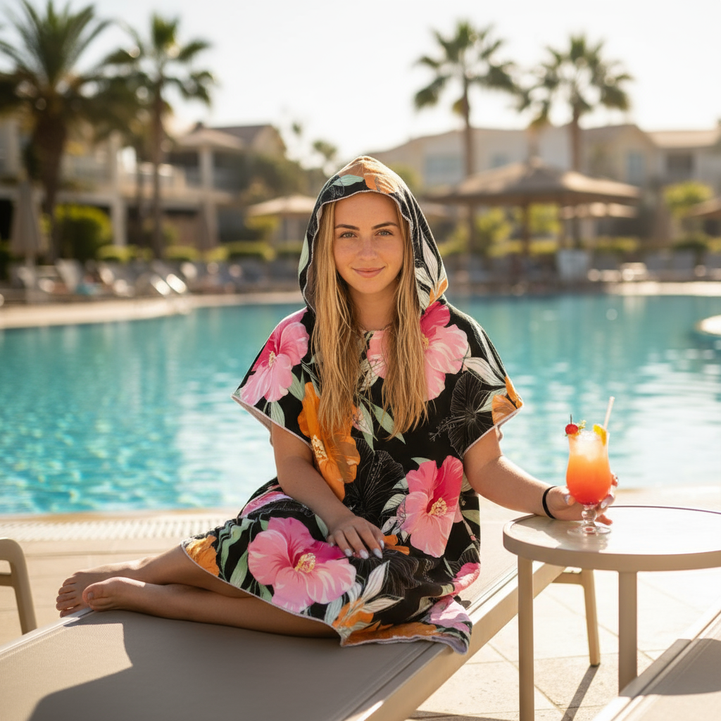 Elegant Blooms Surf Swim Changing Poncho - Adult