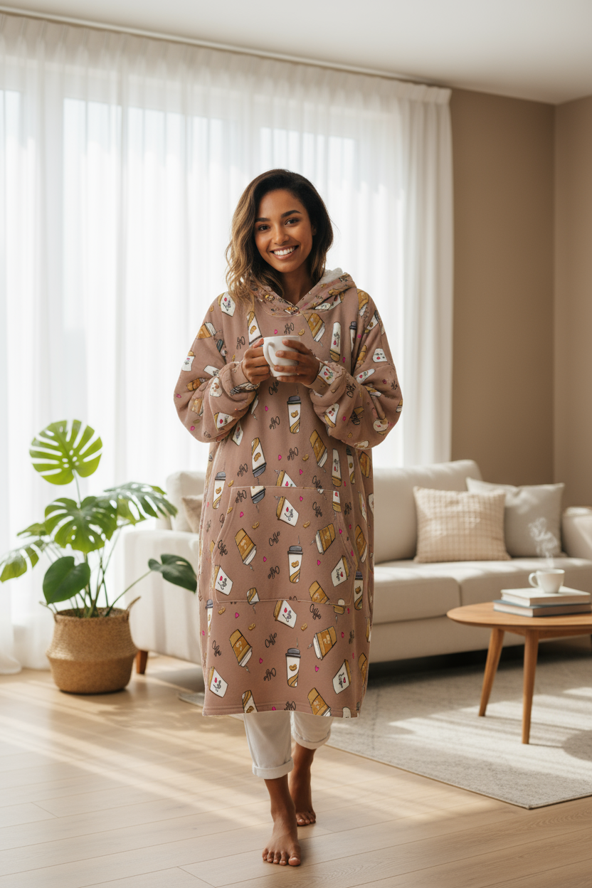 Cafe Cozy Hoogy - Oversized Blanket Hoodie