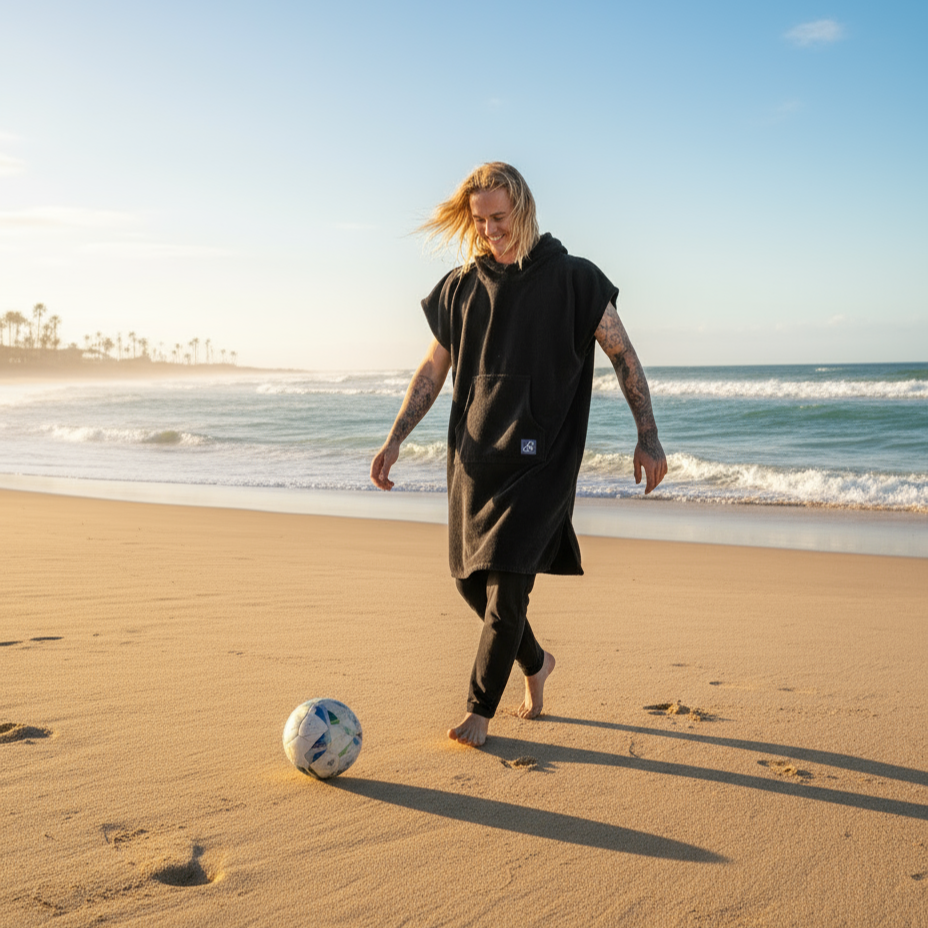 Black Surf Swim Changing Poncho - Adult