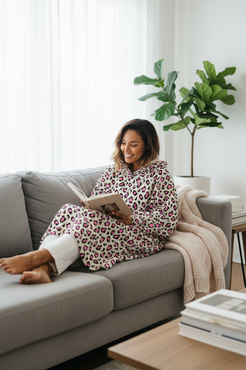 Mocha Leopard Hoogy - Oversized Blanket Hoodie – Drirobe