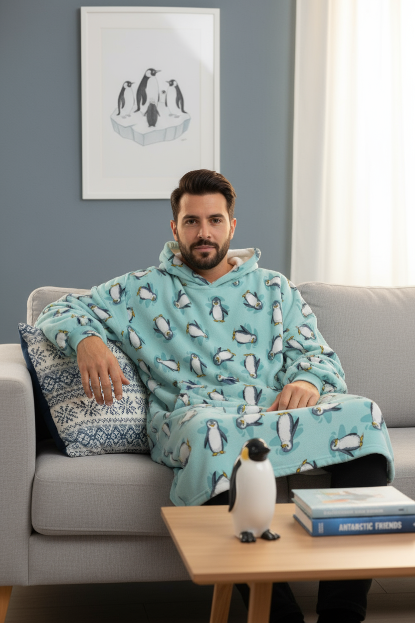 Playful Penguin Hoogy - Oversized Blanket Hoodie